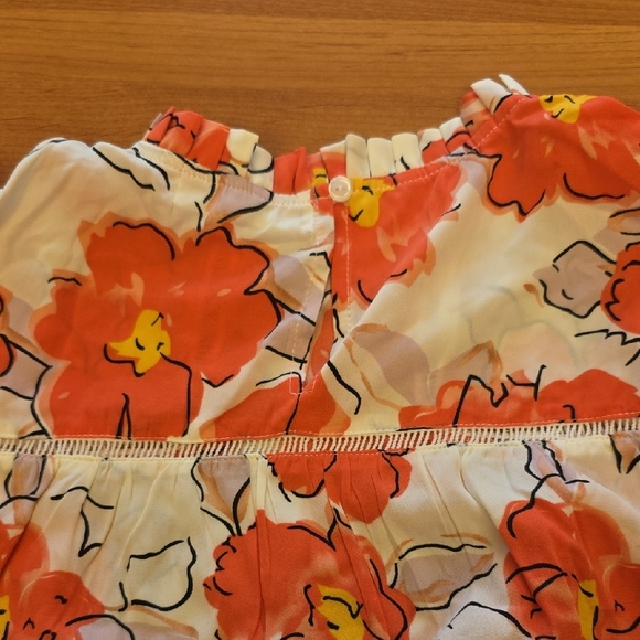 Orange Boxy Blouse with Cap Sleeves and Peter Pan Collar - Picture 5 of 7